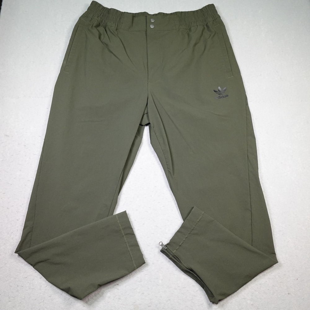 Adidas Track Pants Mens XL Green Originals Relaxed Tapered Ankle Zip Joggers